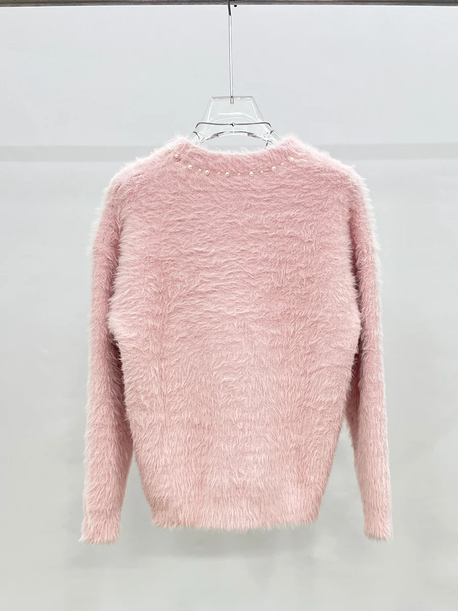 American Style Plush Knitted Sweaters Pearl Neck High-end Design Tops Men's 2024 Autumn and Winter Versatile Handsome Pullovers