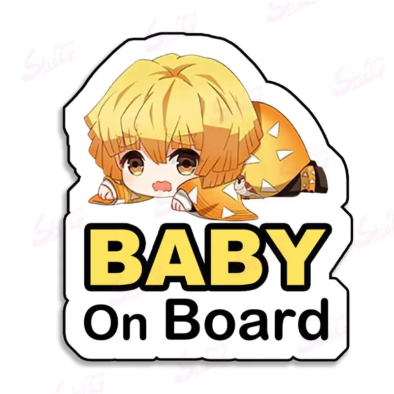 Super Cute Demon Slayer Baby Nezuko on Board Reflective Bumper Sticker Kid Safety Slow Down Sign Sticker Decals for Cars