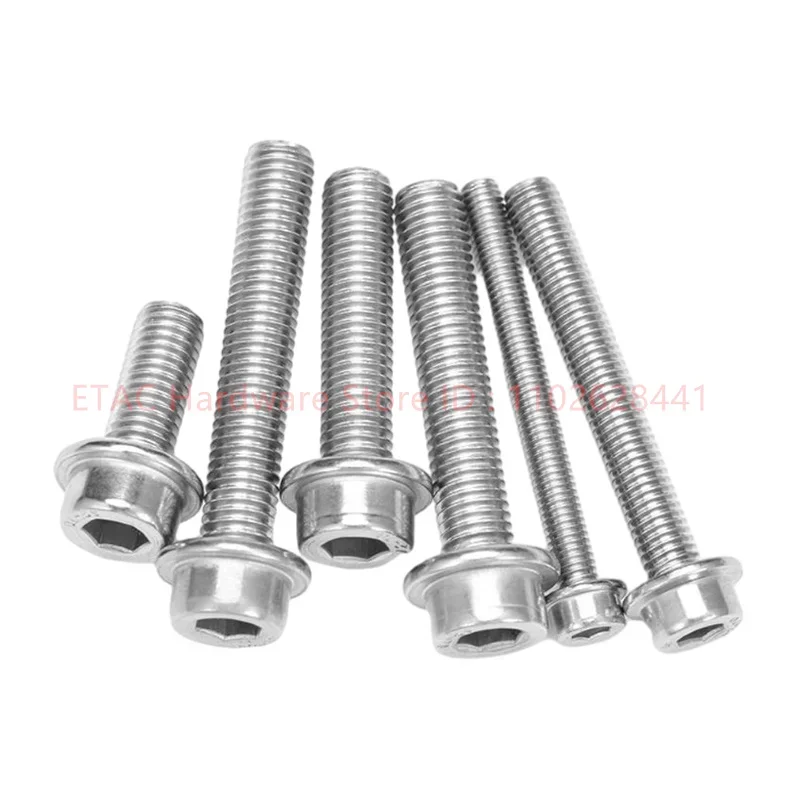 M5 M6 M8 M10 M12 304 Stainless Steel Hex Socket Round Flange Head With Washer Collar Screw Bolt Fastener vis tete creuse