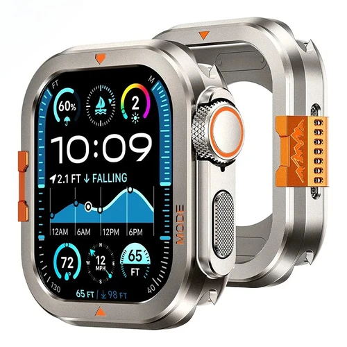 Imagen 2 del producto Funda de Metal para Apple Watch Ultra 2, 49mm, serie 10, 46mm, Protector de parachoques de aleación de aluminio duro, cubierta de marco para IWatch Ultra 2