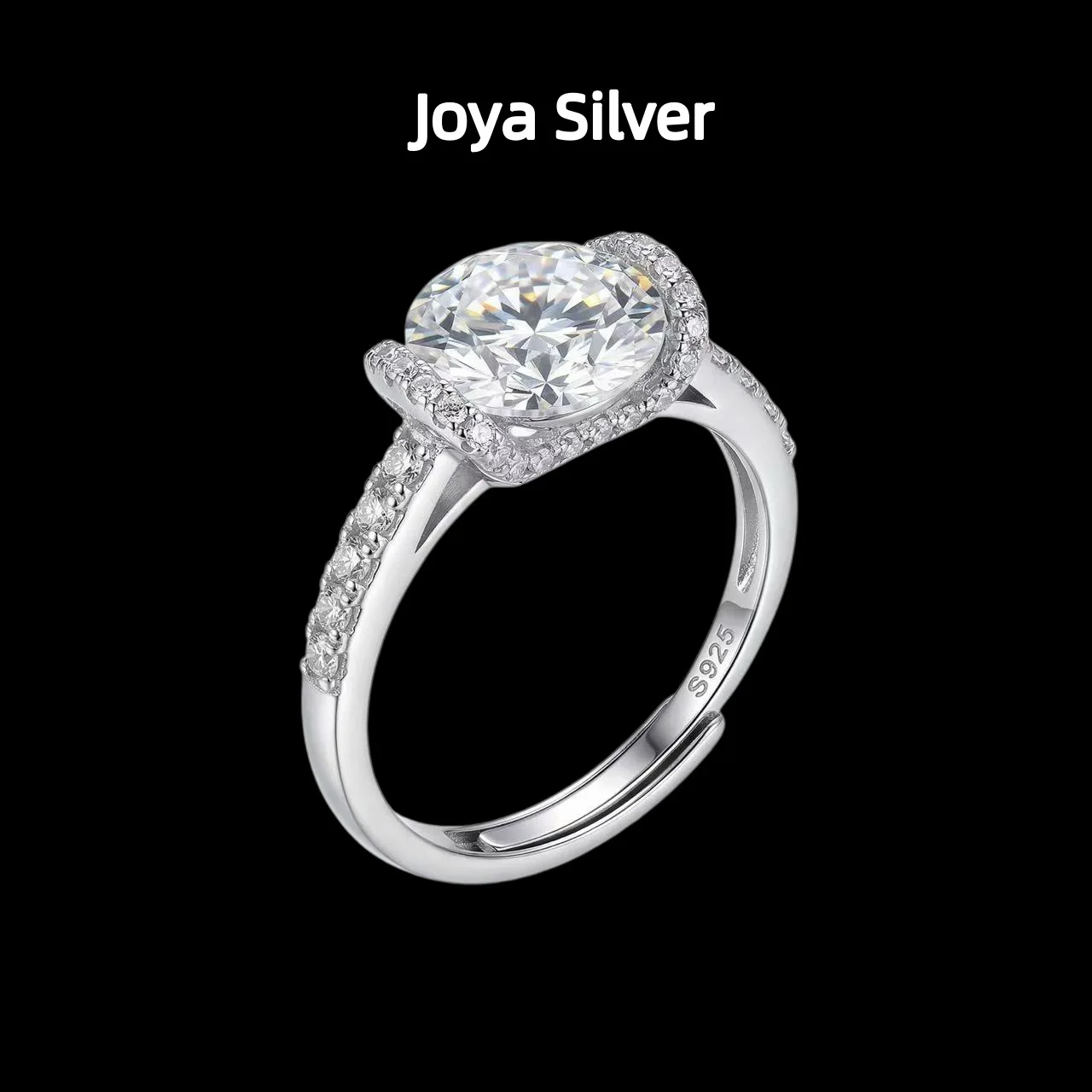 

S925 sterling silver ring oval moissanite ring light luxury luxury design full of diamonds niche simulation diamond ring