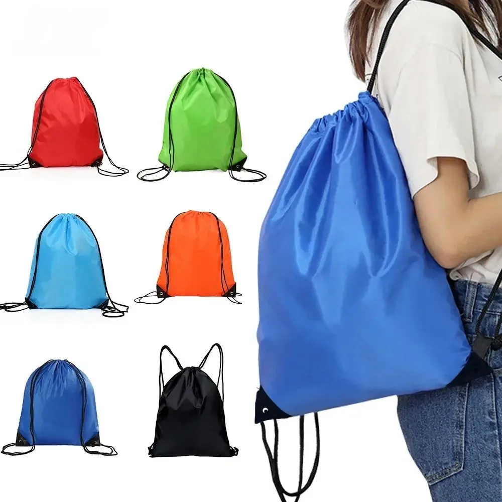 

Polyester Drawstring Bags Foldable Waterproof Riding Backpack Portable Multicolour Shopping Pouch For Travel Swimming Gym