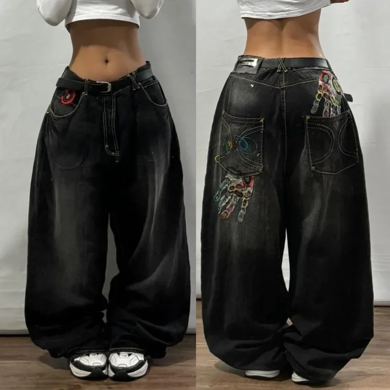 Streetwear New Fashion Oversized Print Baggy Jeans Women Y2K Gothic Harajuku Vintage Casual Joker High Waist Wide Leg Pants