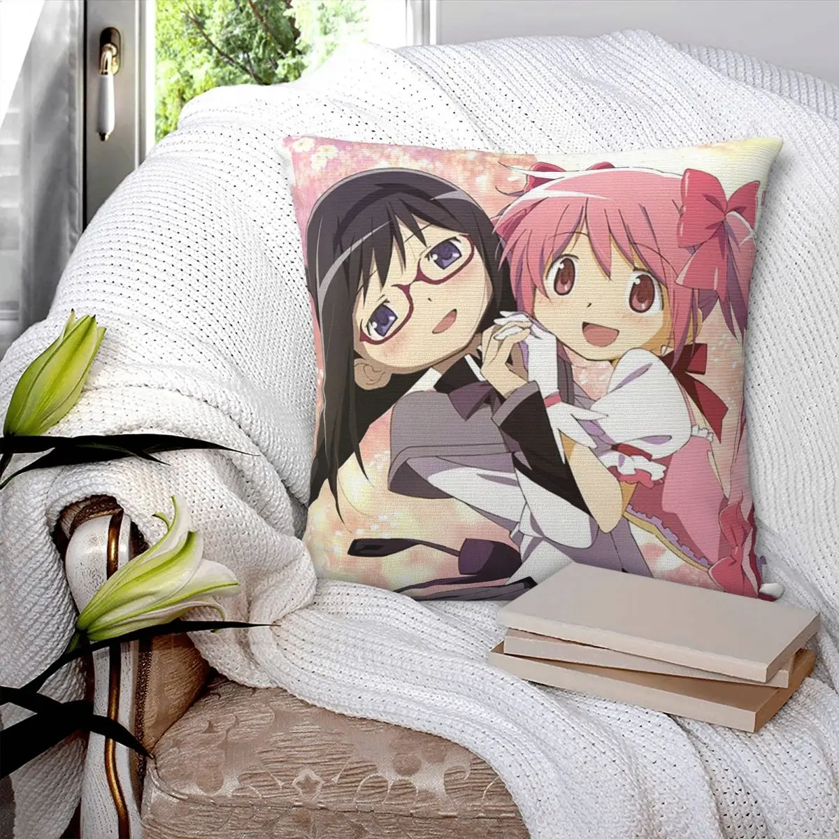 Puella Magi Madoka Magica Square Pillowcase Cushion Cover Pillow Case Throw Pillow Cover for Home Sofa Living Room
