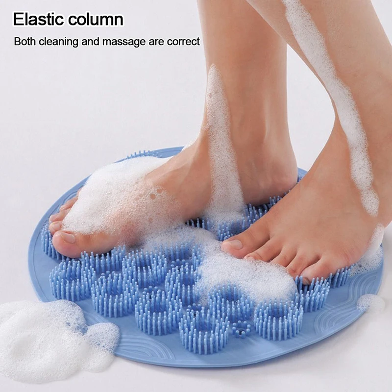 Larger Shower Foot Scrubber Mat with Non-Slip Suction Cups- Cleans,Smooths,Exfoliates,Massages Your Feet Without Bending,Improv