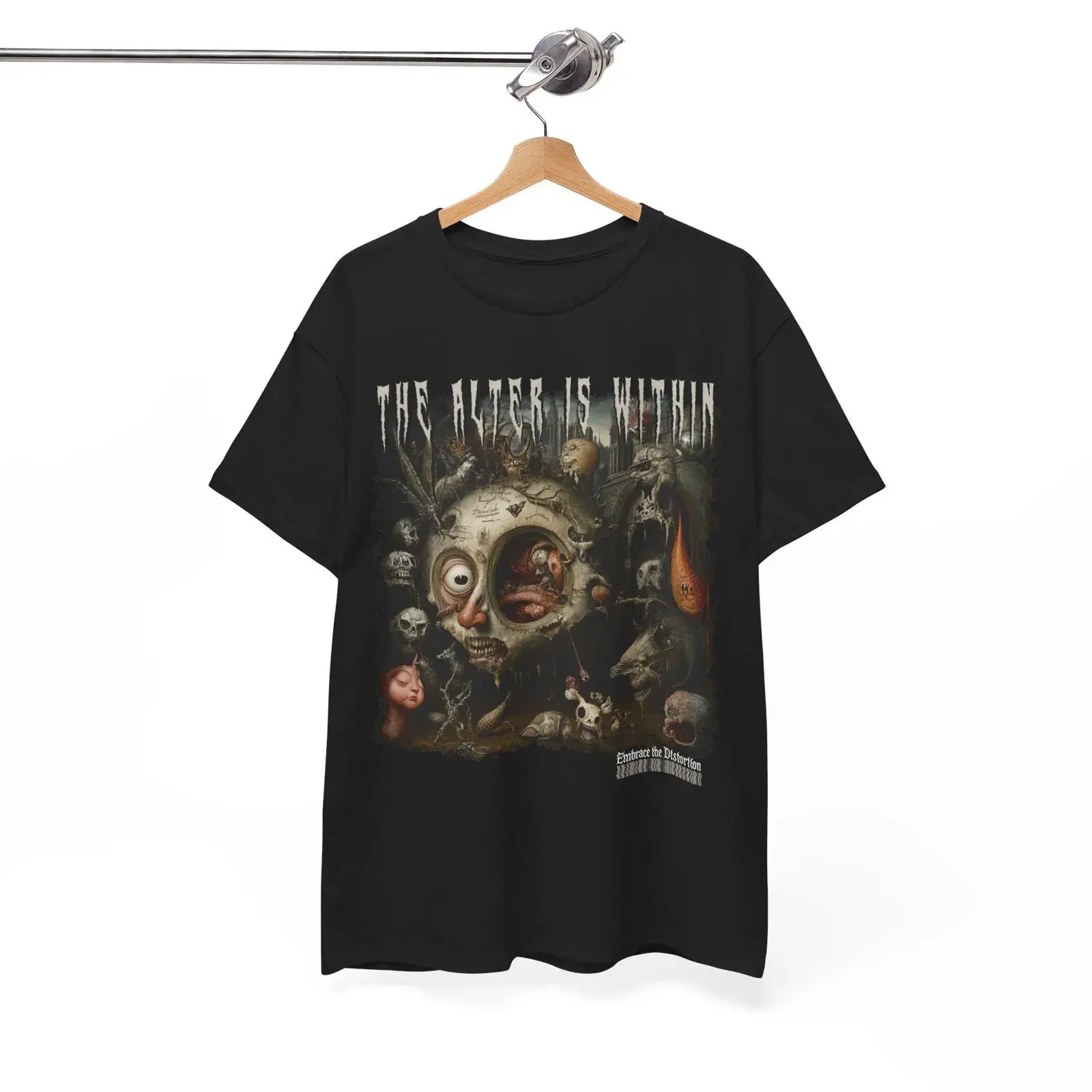 The Alter Is Within Dark Art T Shirt Distorted Horror Death Metal Goth Surreal for Alternative Fashion Lovers vintage Washed