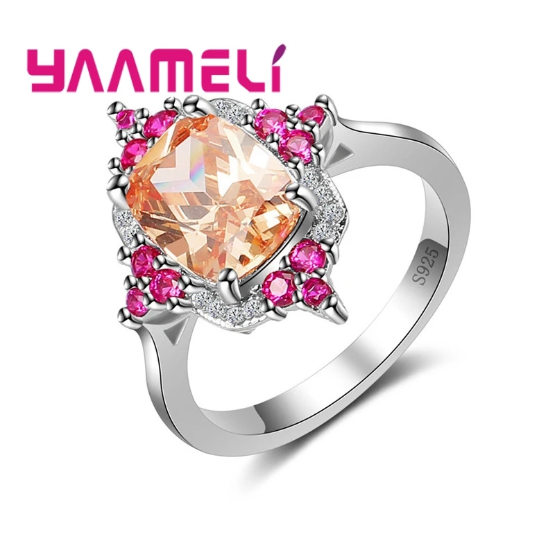 

Ring 925 Sterling Silver Colorful Romantic Cool Style Flower Shape Rose Red Petals Orange Yellow Wedding Ball Games