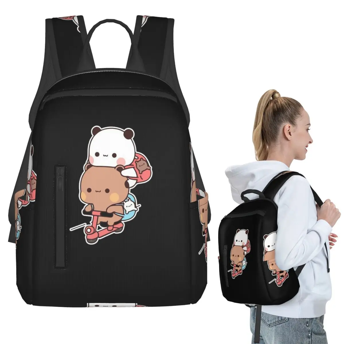 Panda Brownie Bear Mochi Cats Backpack Student BookBag Boys Girls School Bag Computer Shoulder Bags Men Women