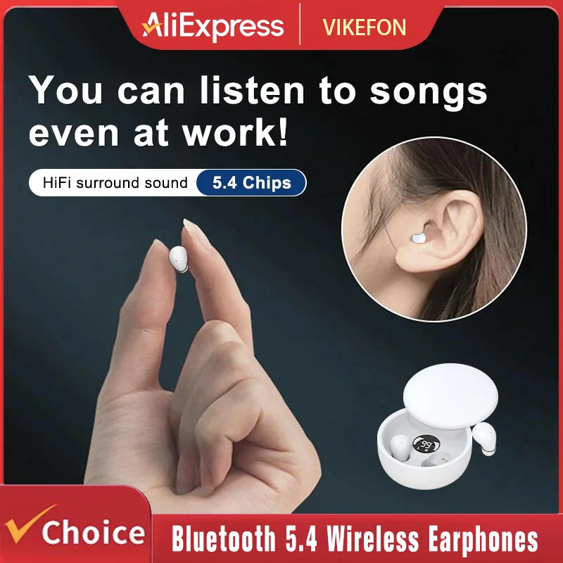 SK26 Bluetooth 5.4 Kabellose Kopfhörer Kleine Ohrhörer zum Schlafen Sport Unsichtbare Kopfhörer Bass-Klangqualität Headset mit Schiebedeckel