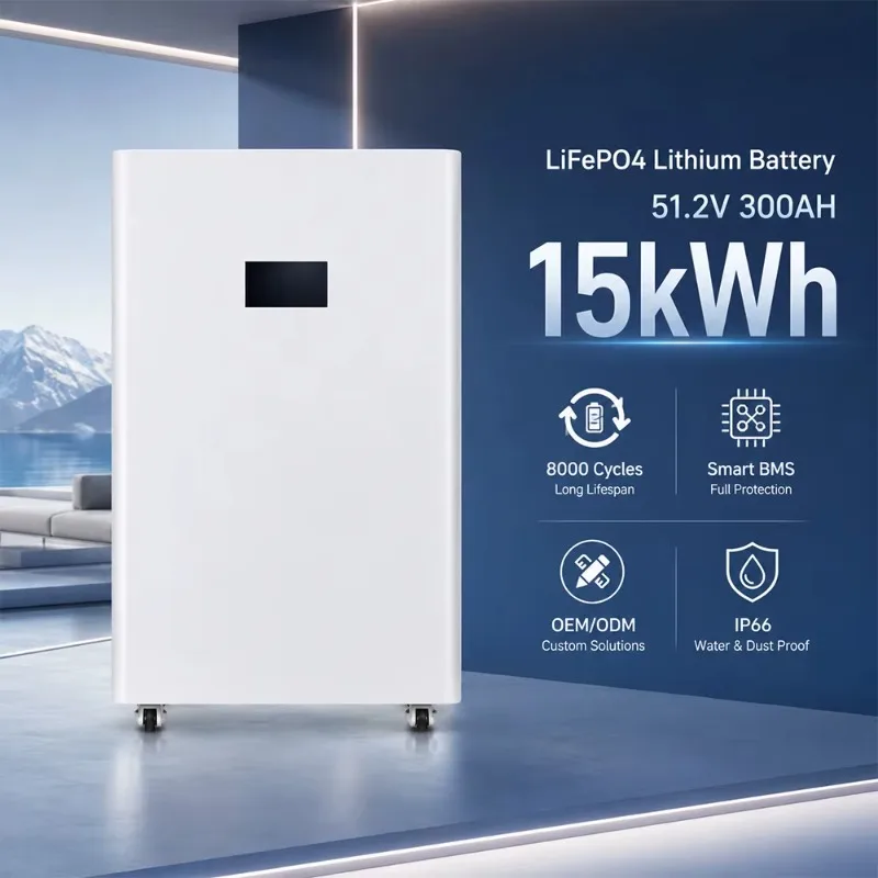 Advanced 51.2V 314Ah 15KWH 16KWH Floor Standing LiFePO4 Battery Home Energy Storage With LCD Display