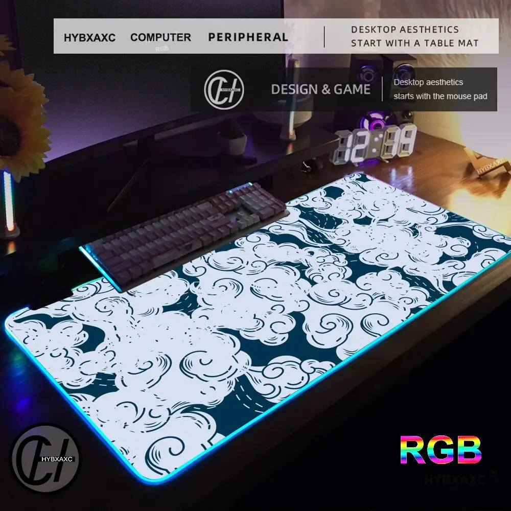 

HYBXAXC Anime Art Chinese Style Mouse Pad RGB Gaming Mouse Pad Desk Mat HD Gamer Large LED Light XXL 90X40 Mouse Pad