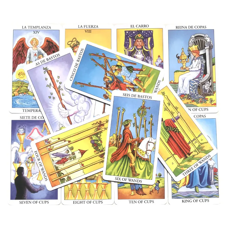 Spanish: Rider Tarot Oracle Card For Entertainment Fate Prophecy Divination Family Party Tarot 78 Card Deck Brochure Guide