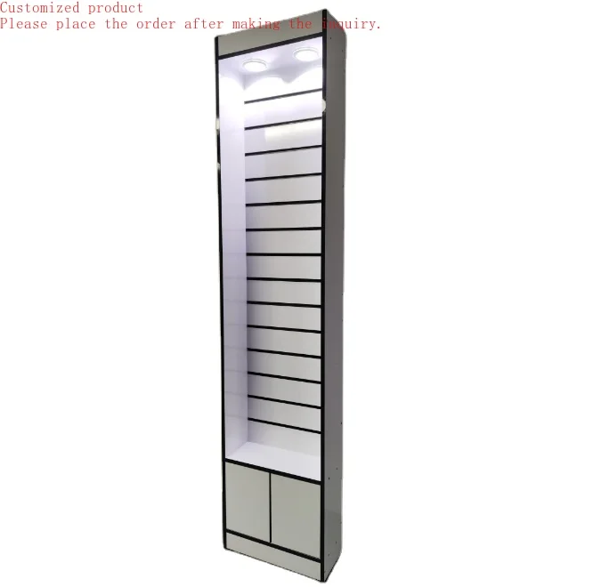

Custom.Factory Custom MDF Slatwall Display Rack With Aluminum Strip Inset Shopping Store Display Stand