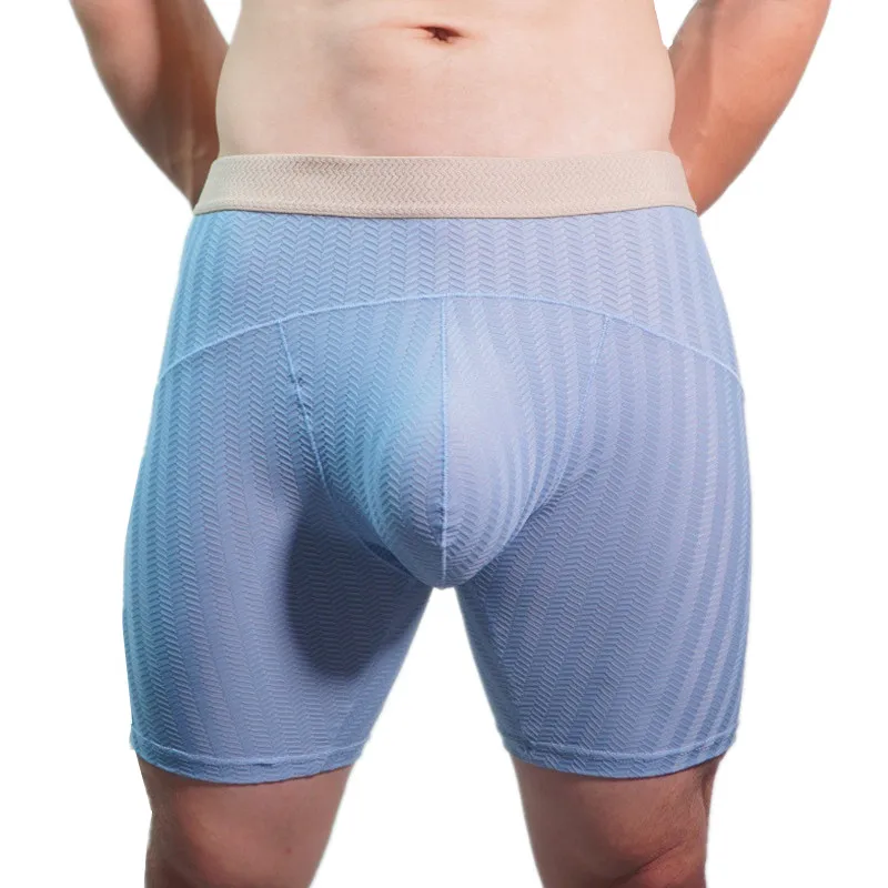 

Men Boxer Shorts Hombre Slim Nylon Underwear Man Breathable U Convex Pouch Panites Ropa Middle Long Leg Underpant Cueca M-XXL