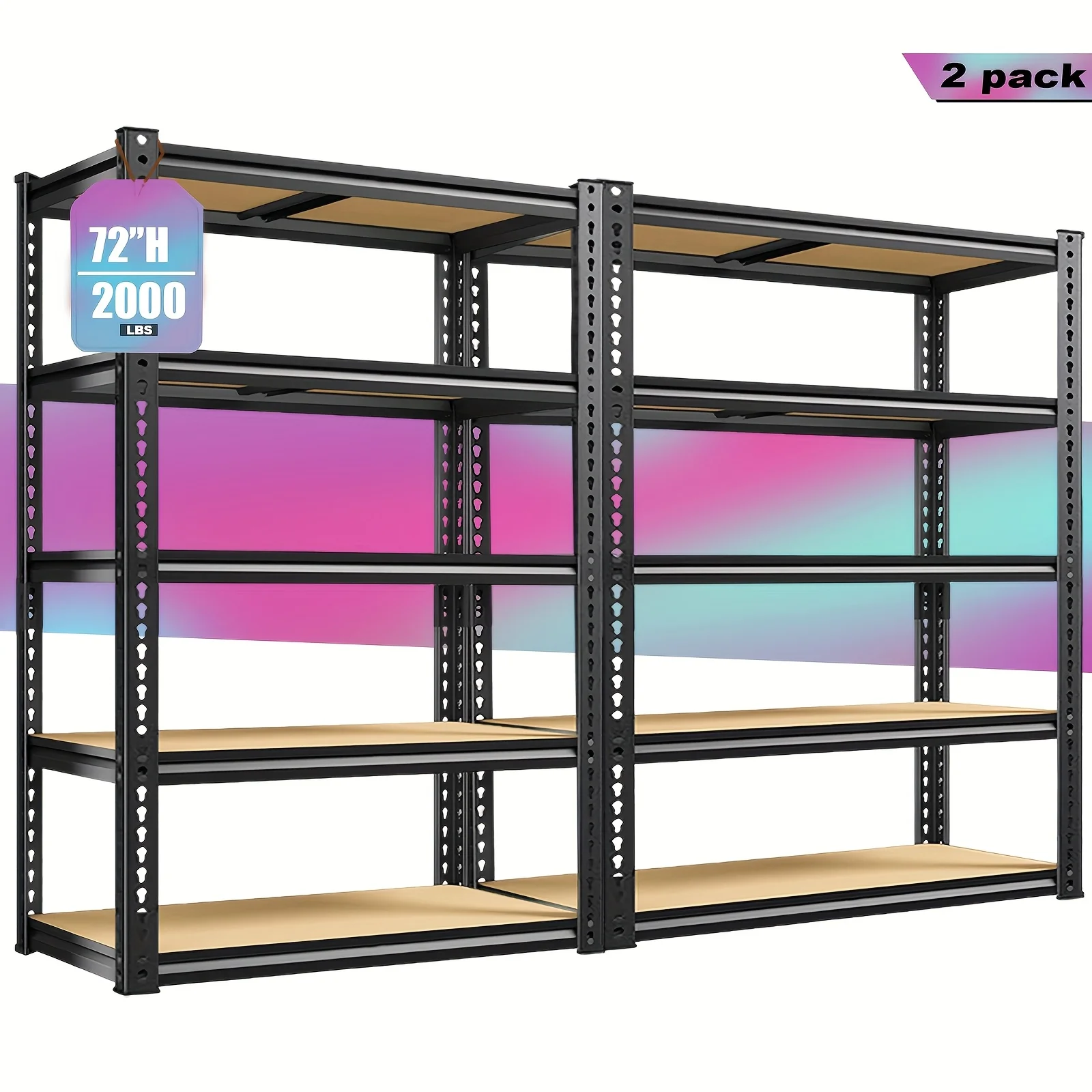 

[Heavy Duty Shelving] Heavy Duty 5 Tier 2000LBS Metal Shelving Units | 72"H Garage Shelving Storage Shelves, Adjustable Metal Shelving Unit for Garage Shelves Utility Rack Shelf for Basement Pantry Closet Shelves, Utility Shelves