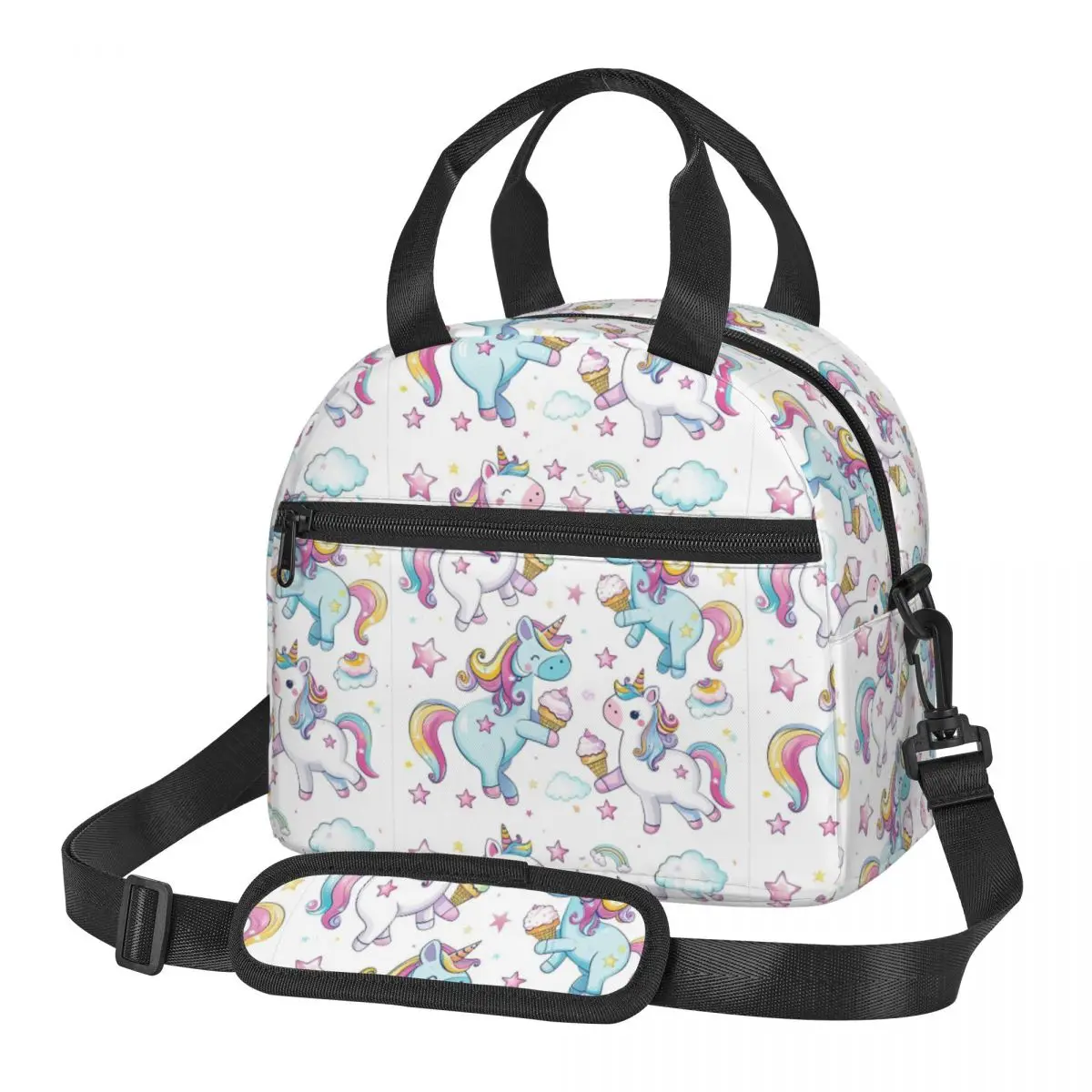 Ice Cream Unicorn Lunch Bags Insulated Bento Box Portable Lunch Tote Resuable Picnic Bags Thermal Bag for Woman Girl School