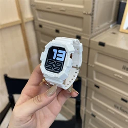 Sport Silicone Band+Case For Apple Watch 45mm 44mm 40mm 42mm 38mm 41mm Candy Color Bracelet For iWatch Series 8 7 SE 6 5 4 3 2 1