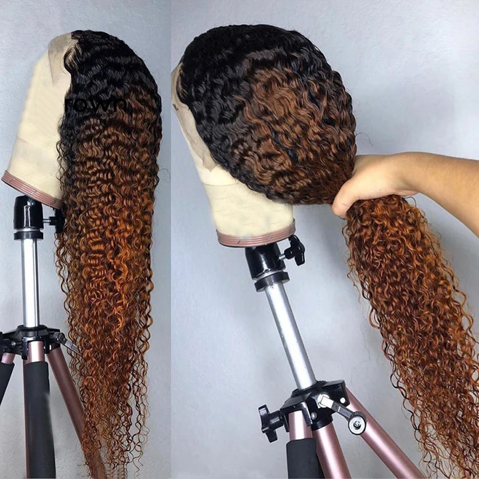 

Ombre Blond Kinky Curly Soft 180 Плотность 26 дюймов Длинный парик фронта шнурка для женщин с волосами ребенка Натуральная линия волос Предварительно выщипанные