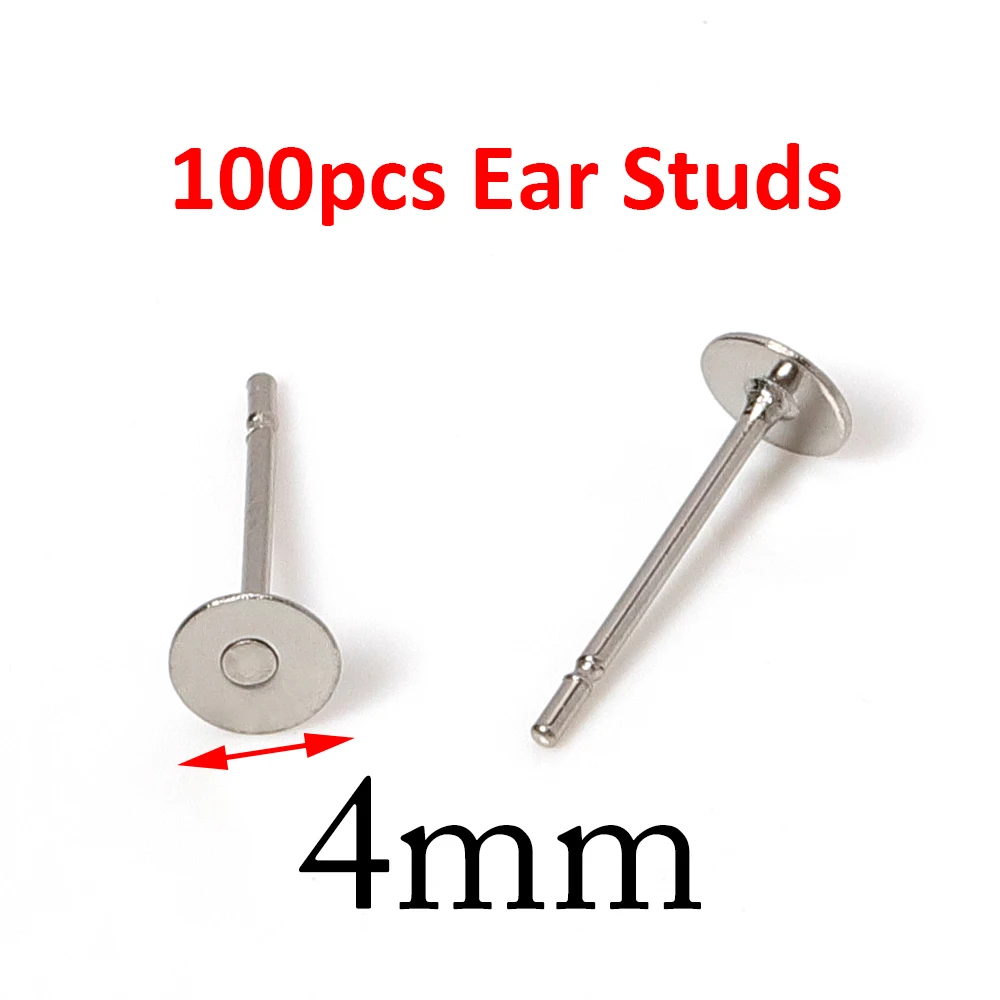 100 Stück Goldene Edelstahl-Ohrstecker 3-8mm mit Flachkopf, DIY Runde Ohrring-Rohlinge, Ohrstecker-Basen für Schmuckherstellung, Ohrring-Verschlüsse