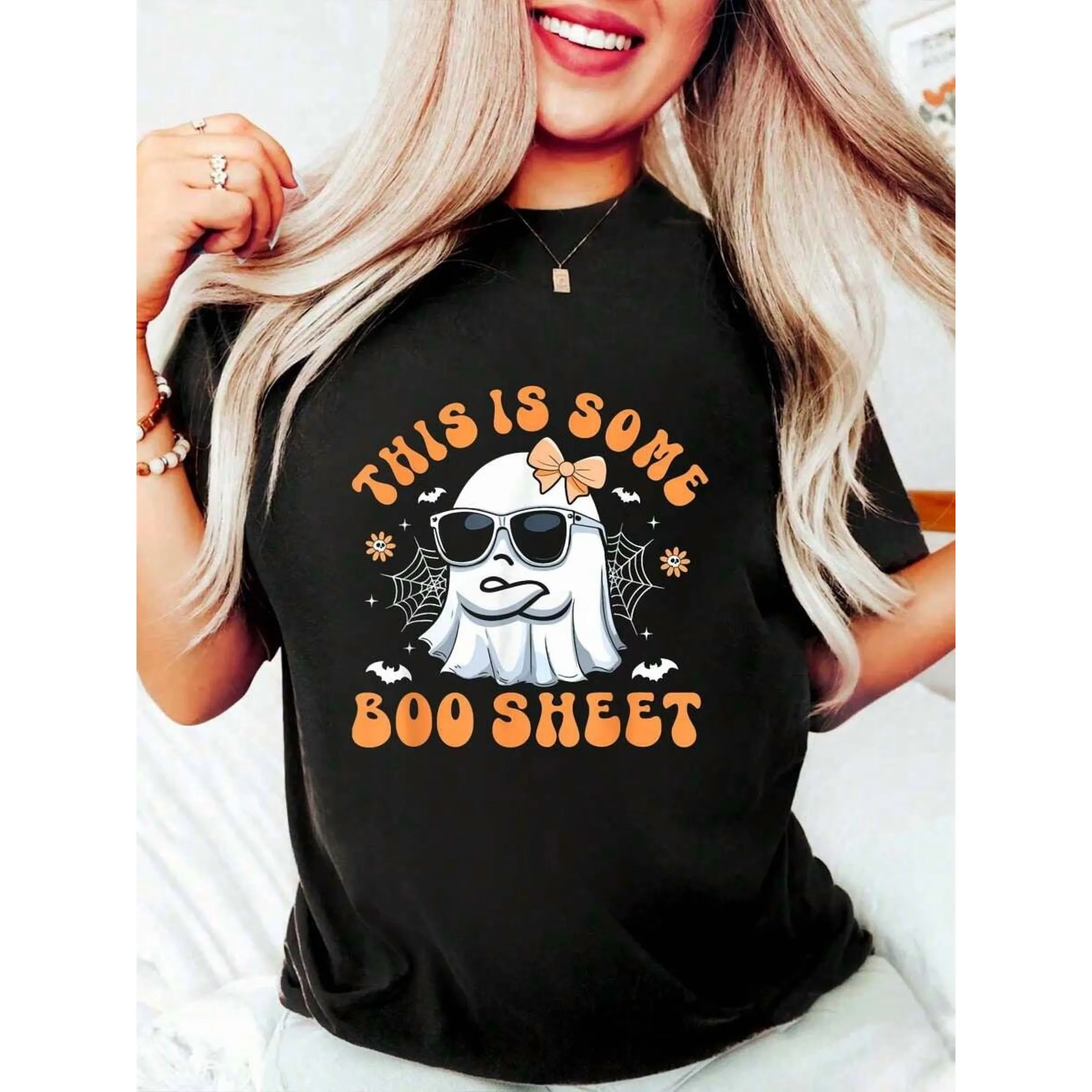 100% Cotton This Is Some Boo Sheet Shirt Cute Ghost Halloween T-Shirt