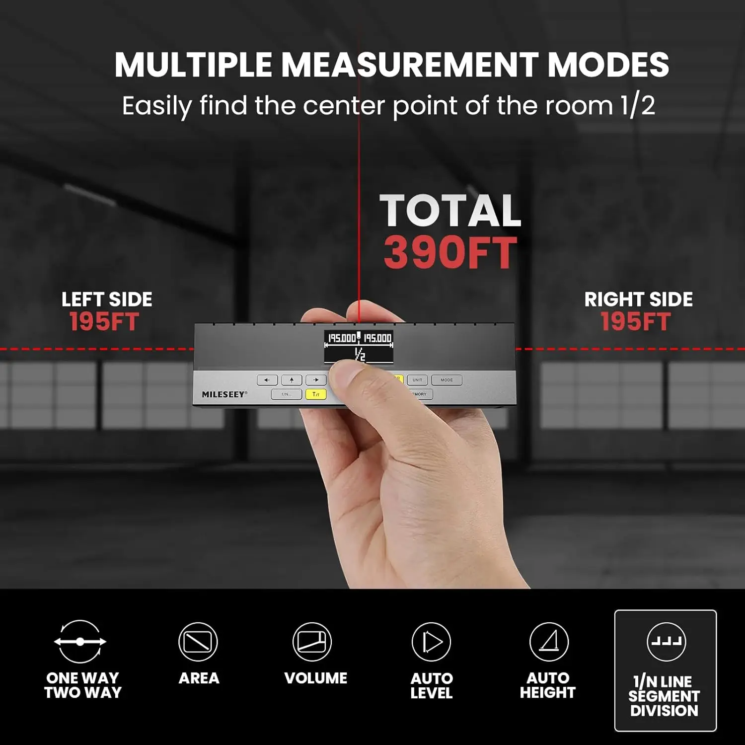 Bilateral Laser Measurement Tool,390Ft Dual Laser Measure with Middle Laser , Multifunctional Tape Measu