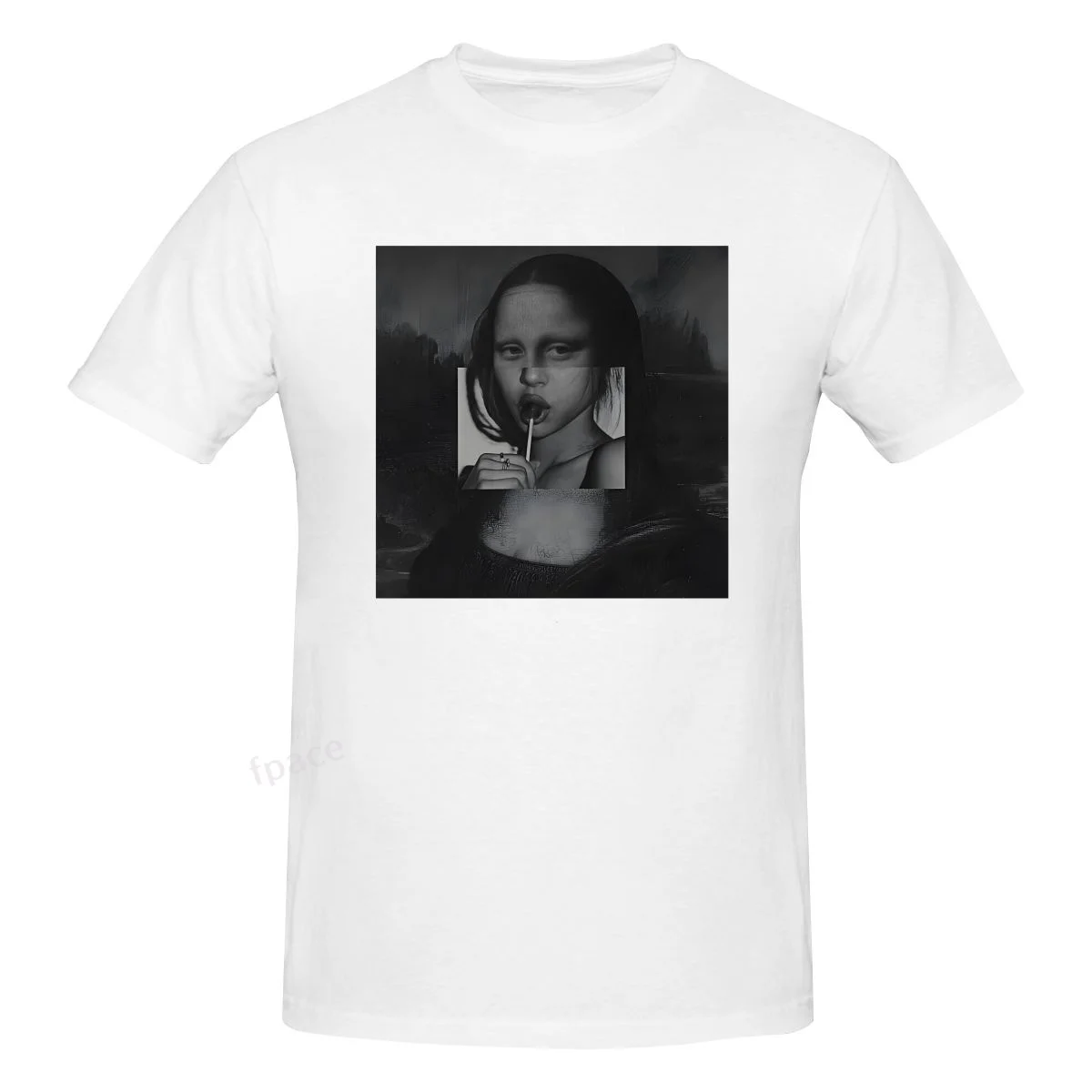 

FUNNY AND ART Mona Lisa Casual Cotton Summer Men Clothing Tops Men's Basic Short Sleeve T-Shirt
