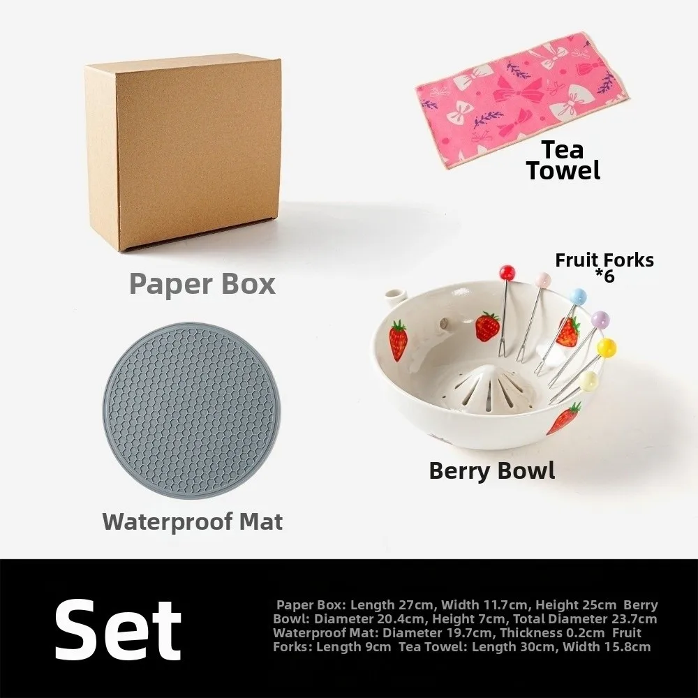 Gifts Ceramic Swirl Colander Bowl Built-In Drain Slots Rinse Fruit Bowl Water Inlet Drain Spout Berry Bowl Berry Serving