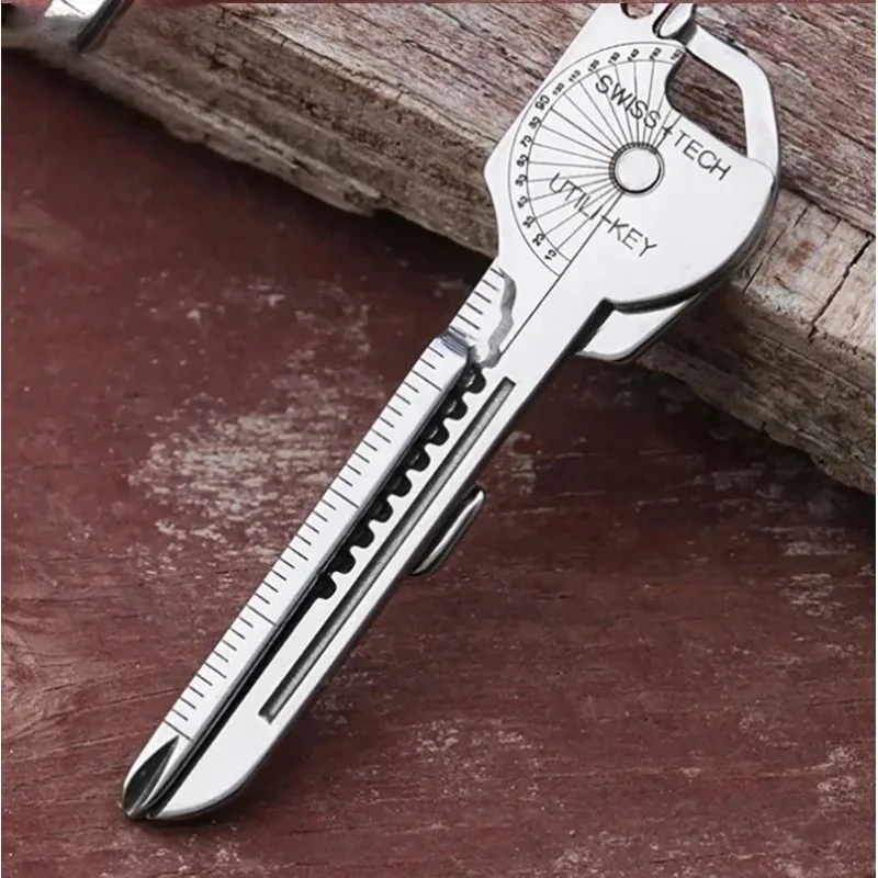 

Survival Folding Tool Kit - 8-in-1 Camping Multi-Function Keychain Plier Set with Screwdriver, Can Opener & Carabiner Clip