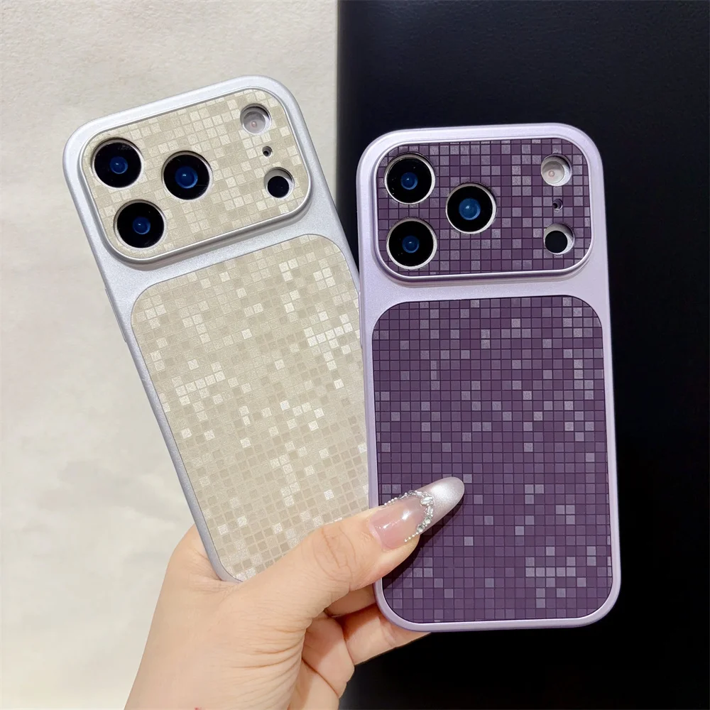Luxuriöse Mosaik-Gitter-Textur Handyhülle für Apple iPhone 17 16 15 14 13 Pro Max mit Kameraschutz Stoßfeste PC-Abdeckung