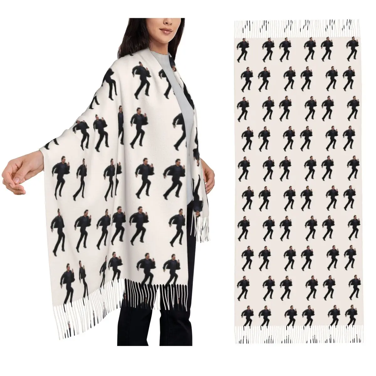 

Ethan Hunt Mission Not Impossible Sticker Scarf Tassel Scarves for Women Soft Warm Shawls and Wraps Long Fall Winter Shawl Wrap