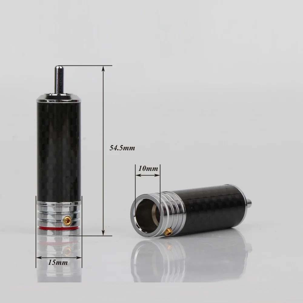 

4Pcs R1709 HiFi Audio Performance Rhodium-Plated RCA Plug Connector, Non-Solder Carbon Fiber RCA Plug for DIY Signal Cable,
