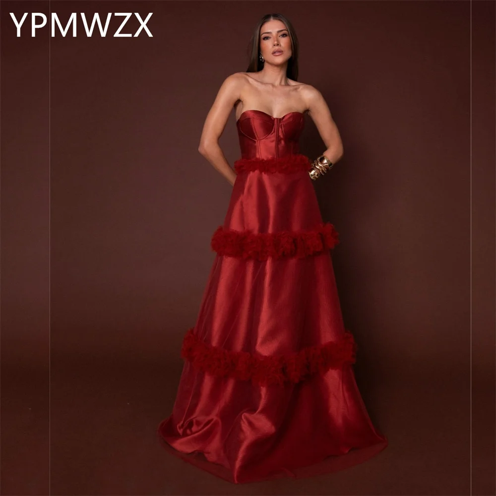 

Customized Evening Dress Formal Party Occasion Women YPMWZX Strapless A-line Floor Length Skirts Sleeveless Bespoke Dre