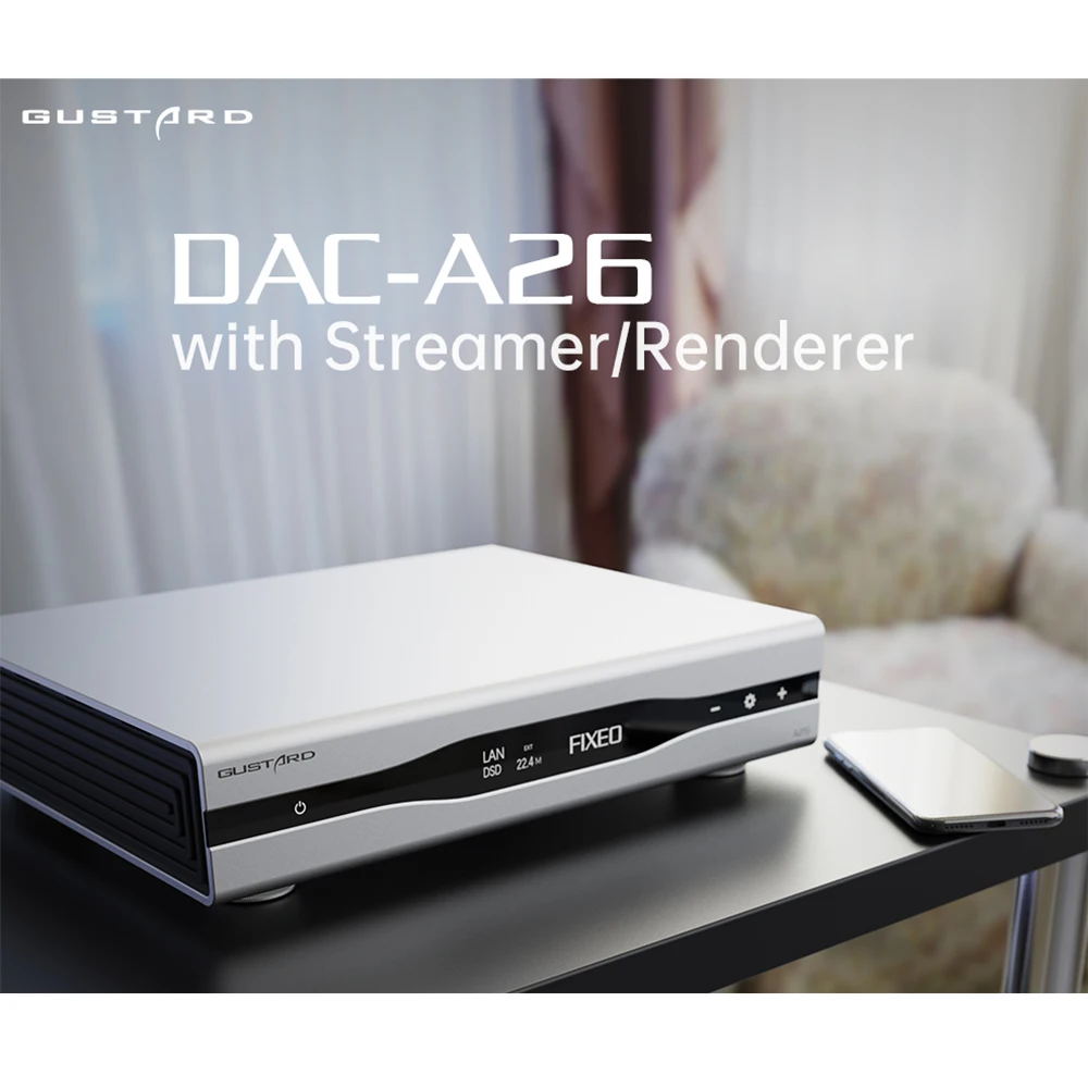 محول Gustard A26 HiFi Audio الرقمي إلى التناظري (DAC) المزدوج AK4499EX & AK4191 XMOS Streamer/Renderer DSD512 PCM768K MQA384K