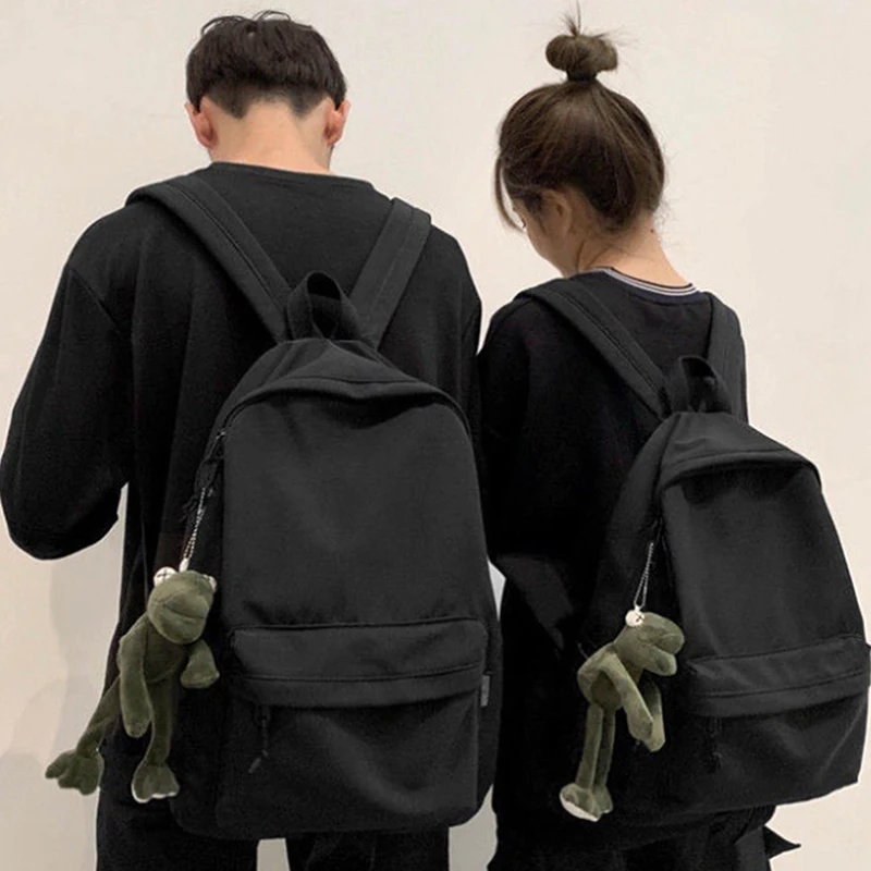 Korean Fashion Solid Backpack Student Schoolbag Women Men Large Capacity Travel Bag Fashion Backpack