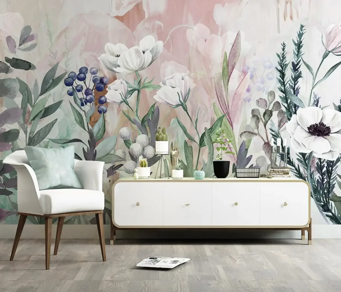 Custom 3d wallpaper mural Nordic hand-painted forest animal giraffe wallpaper children's room background wall papel de pared