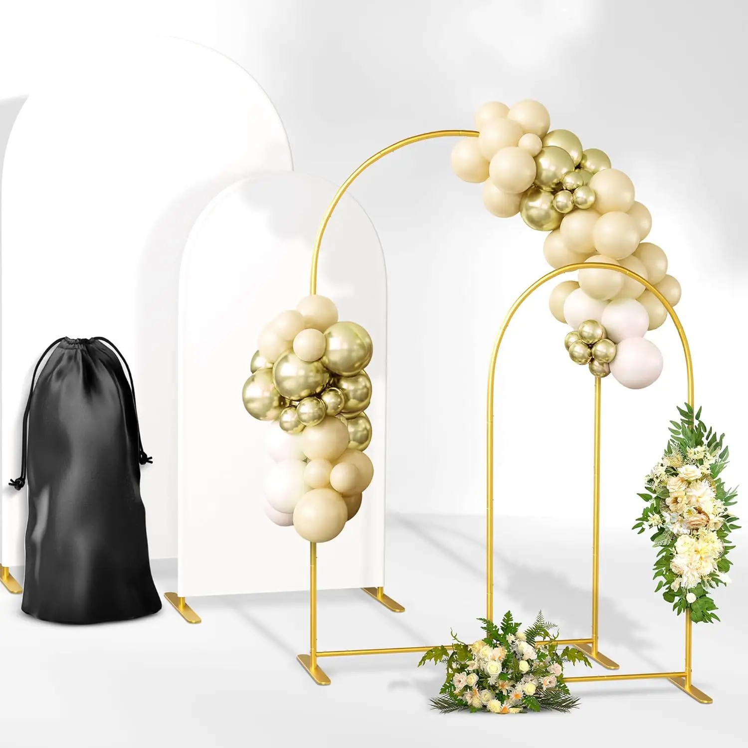 

7.2ft Gold Balloon Arch Stand with 6ft Photo Background, Solid Base Thick Poles for Multiuse Wedding Birthday Baby Shower
