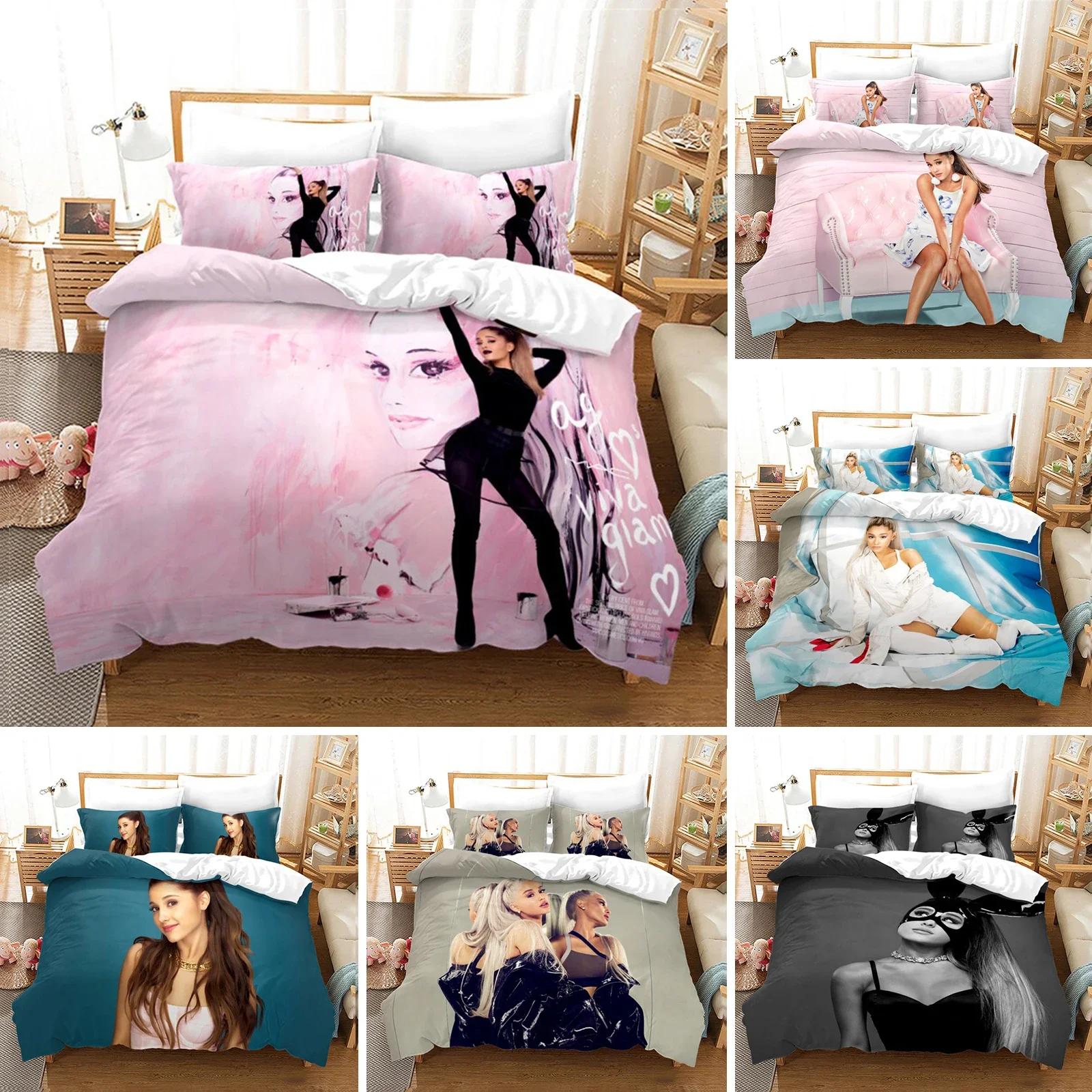 

Fashion Sexy Girl Ariana Grande 3D Bedding Set Duvet Cover with Pillowcase Set Home Textile Bedclothes Twin Full Queen King Size