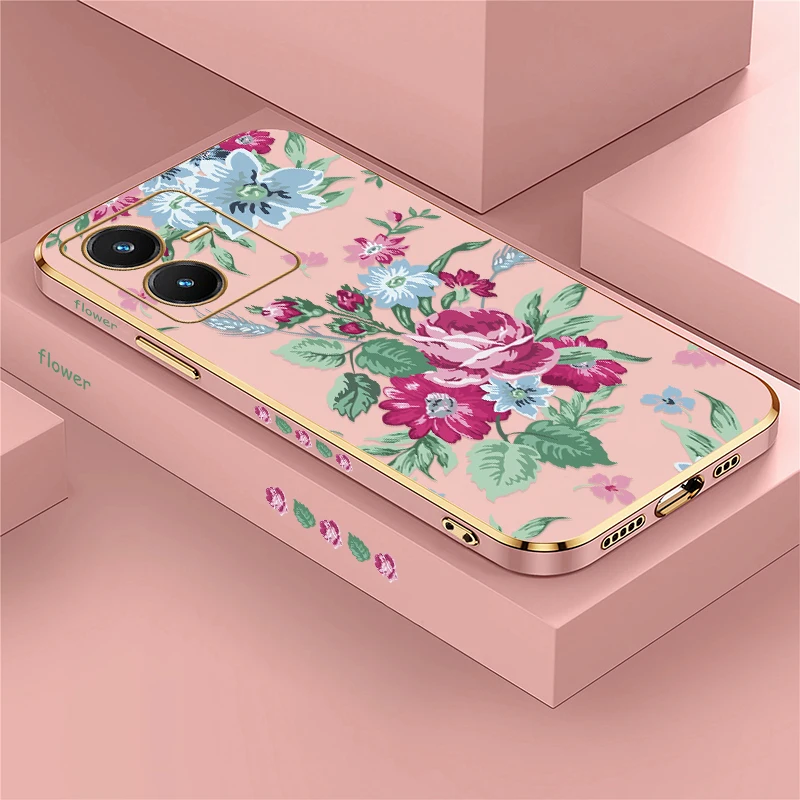 زهرة لينة سيليكون جراب هاتف ل Vivo Y21 Y21E Y21S Y21A Y20i Y20A Y20G Y20 2021 Y18 Y17S Y16 الفاخرة تصفيح غطاء من البولي يوريثان #1