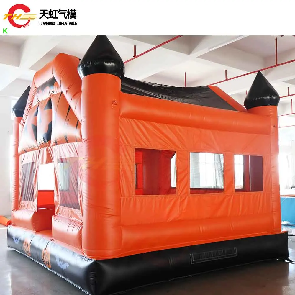 Envio rápido da porta 2025 novo bouncer de abóbora inflável 4x4m casa de salto de halloween assustadora para crianças e adultos com ventilador