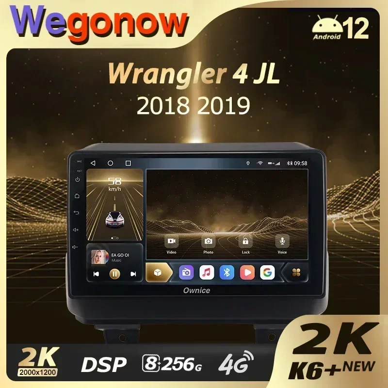 Ownice K6+ 2K for Jeep Wrangler 4 JL 2018 - 2019 Car Radio Multimedia Video Player Navigation Stereo GPS Android 12 No 2 Din DVD