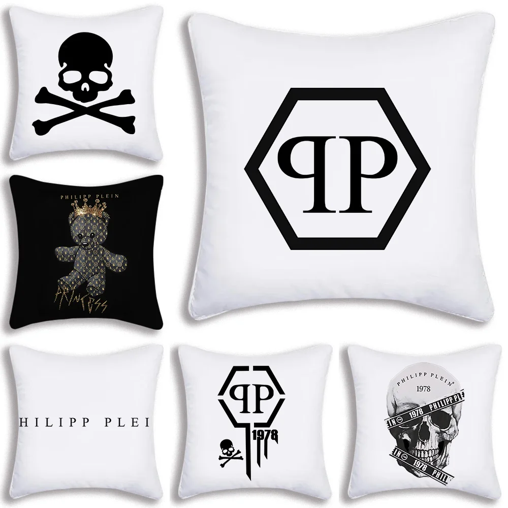 Horror Skull P-PLEINS Qp-P-PHILIPPS Pillow Covers Cartoon Sofa Decorative Home Double-sided Printing Short Plush Cushion Cover