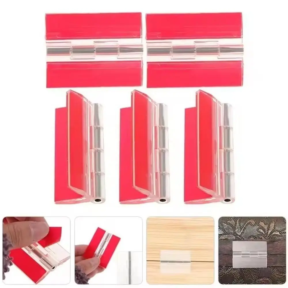 New Self-Adhesive Folding Hinge Acrylic DIY Door Hinges Transparent Fixing Hinge for Cabinet Drawer Jewelry Boxes