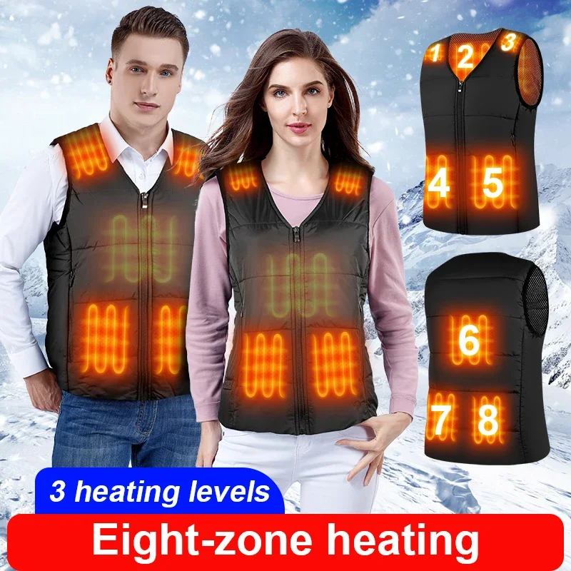 8 Areas Heated Jacket Women's Clothing Warm Heated Vests female Clothes USB Men's Heating Jacket Coat Skiing Motorcycle Camping