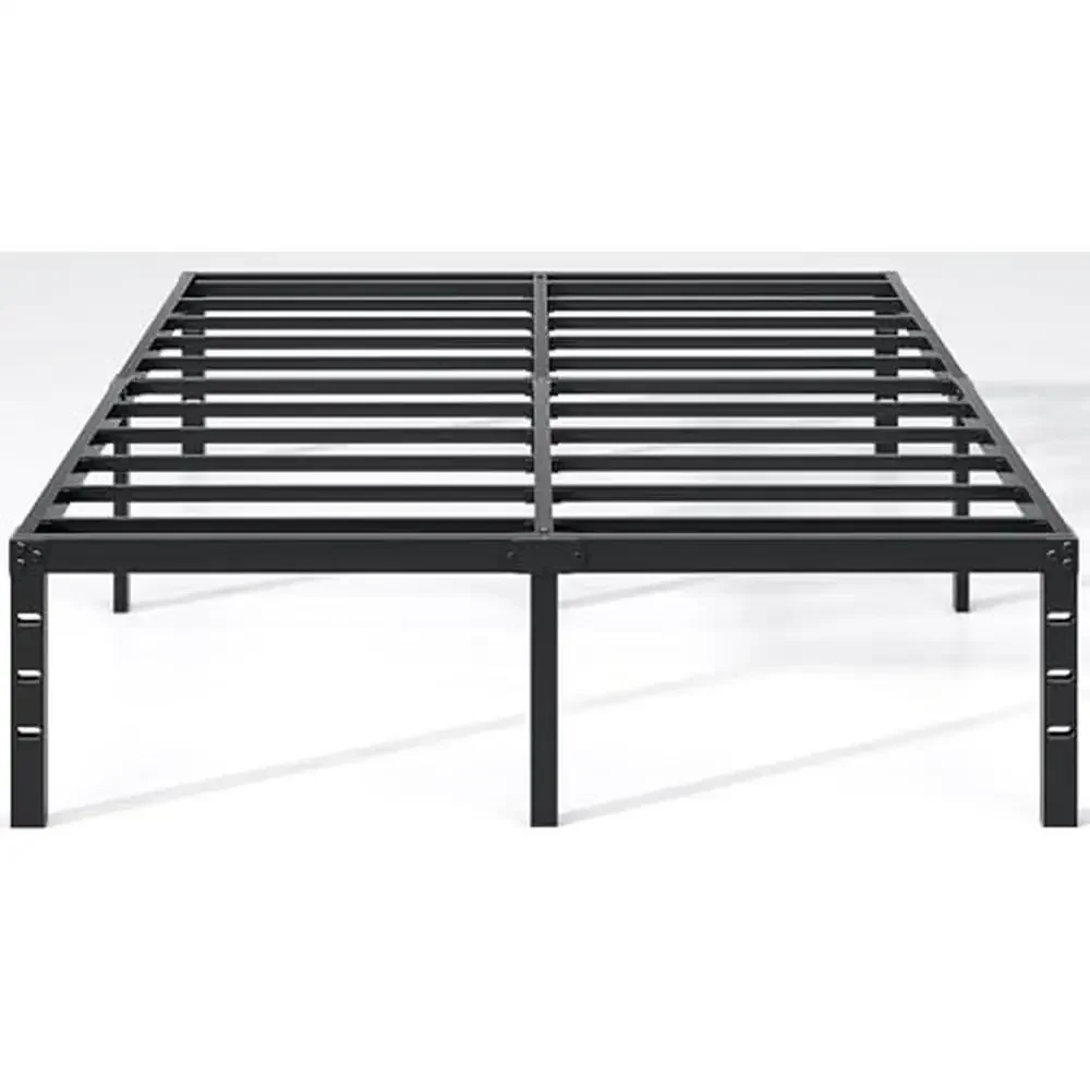 Metal Platform Bed Frame Queen Size with Storage Space Heavy Duty Sturdy Iron Frame Bed Bedroom Contemporary Style Squeak