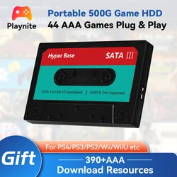 Playnite Portable Gaming HDD Game Console with 44 AAA Games For PS4/PS3/PS2/WiiU 500G Game Hard Drive Support Windows PC/Laptop