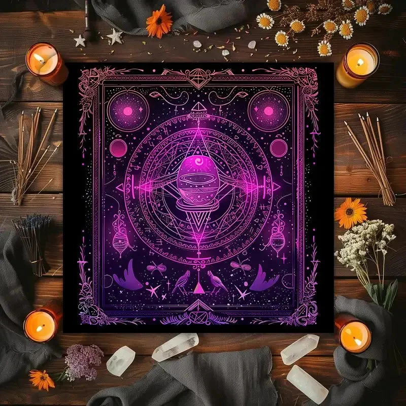 VIKAMA Herb Botanical Pentacle Tablecloth, 6 Designs, Tarot Divination Altar Cloth Witchcraft