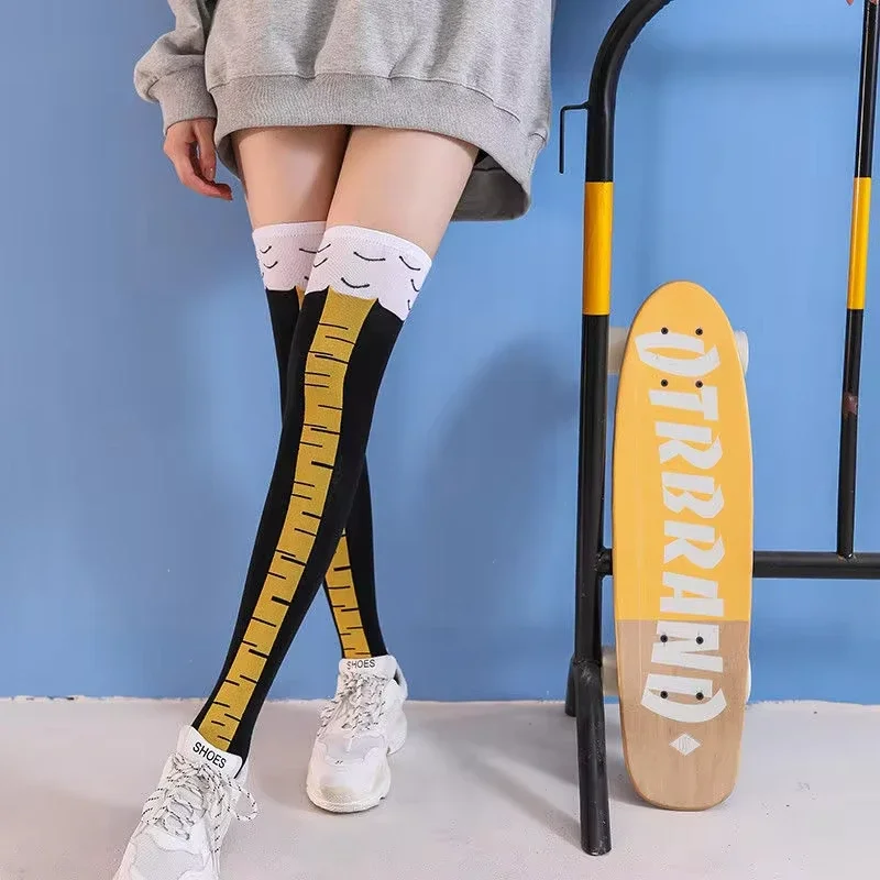 Calcetines de mujer a la moda con patas de pollo hasta la rodilla divertidos y personalizados pies de pollo realistas regalos de cumpleaños calcetines deportivos de moda