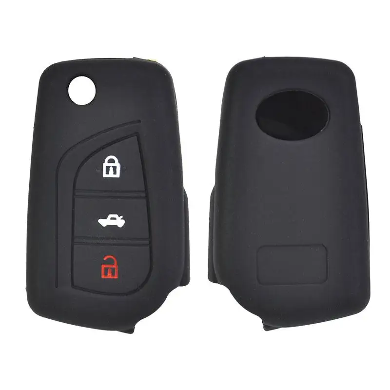 

3 Button Silicone Flip Key Cover Fit For Toyota Auris Corolla Rav4 Avensis Yaris Verso Aygo Remote Case Fob Shell 2014 2015-2017