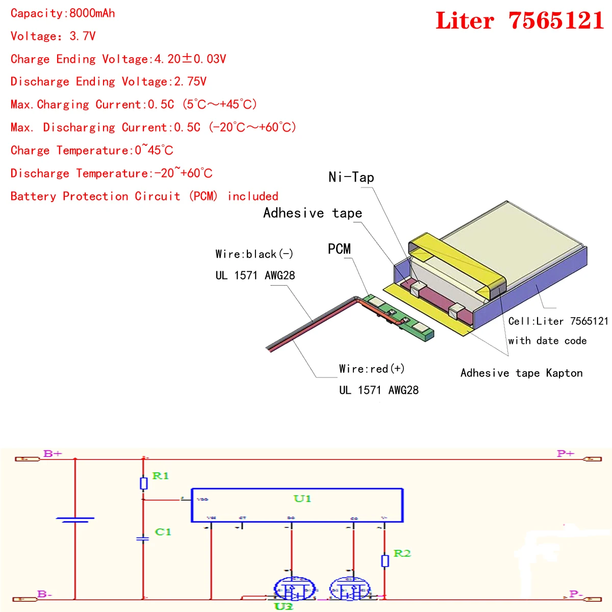 3.7v 8000mah 7565120 7565121 Lithium Polymer Li-po Rechargeable Battery For Pad Gps Dvd Power Bank Tablet Pc