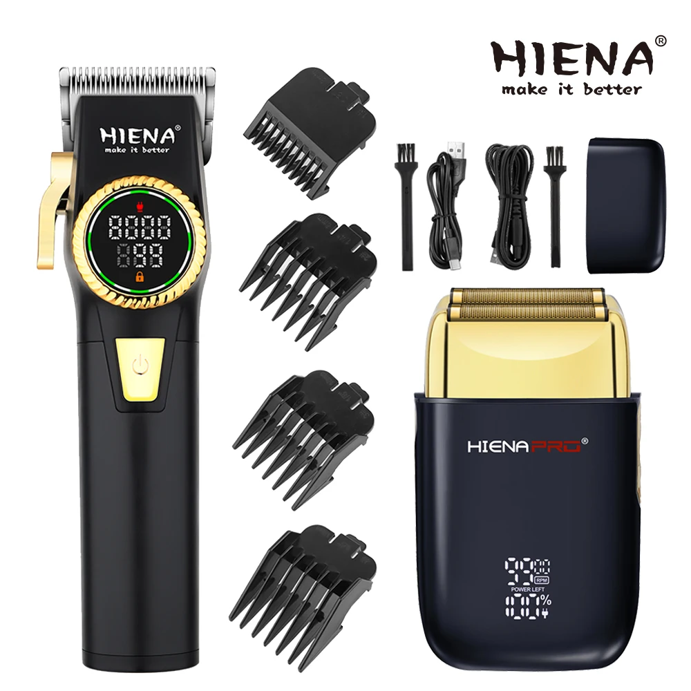 HIENA Electric Hair Clippers Rechargeable Hair Trimmer Printing Graffiti Razor Professional Electric Hair Clipper and Shaver Set